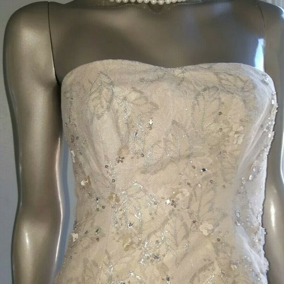 #◇$9,000 NEW CAROLINA HERRERA PRETTY GOLD BLUSH SILVER EMBR CRYSTAL GOWN 10 L - Picture 8 of 12